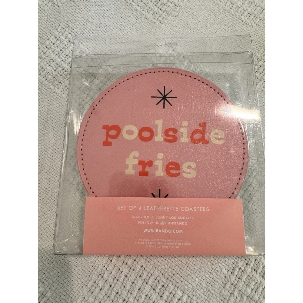 ban.do Coaster Set‎ 4 Party On Poolside Fries Complimentary Crystals New